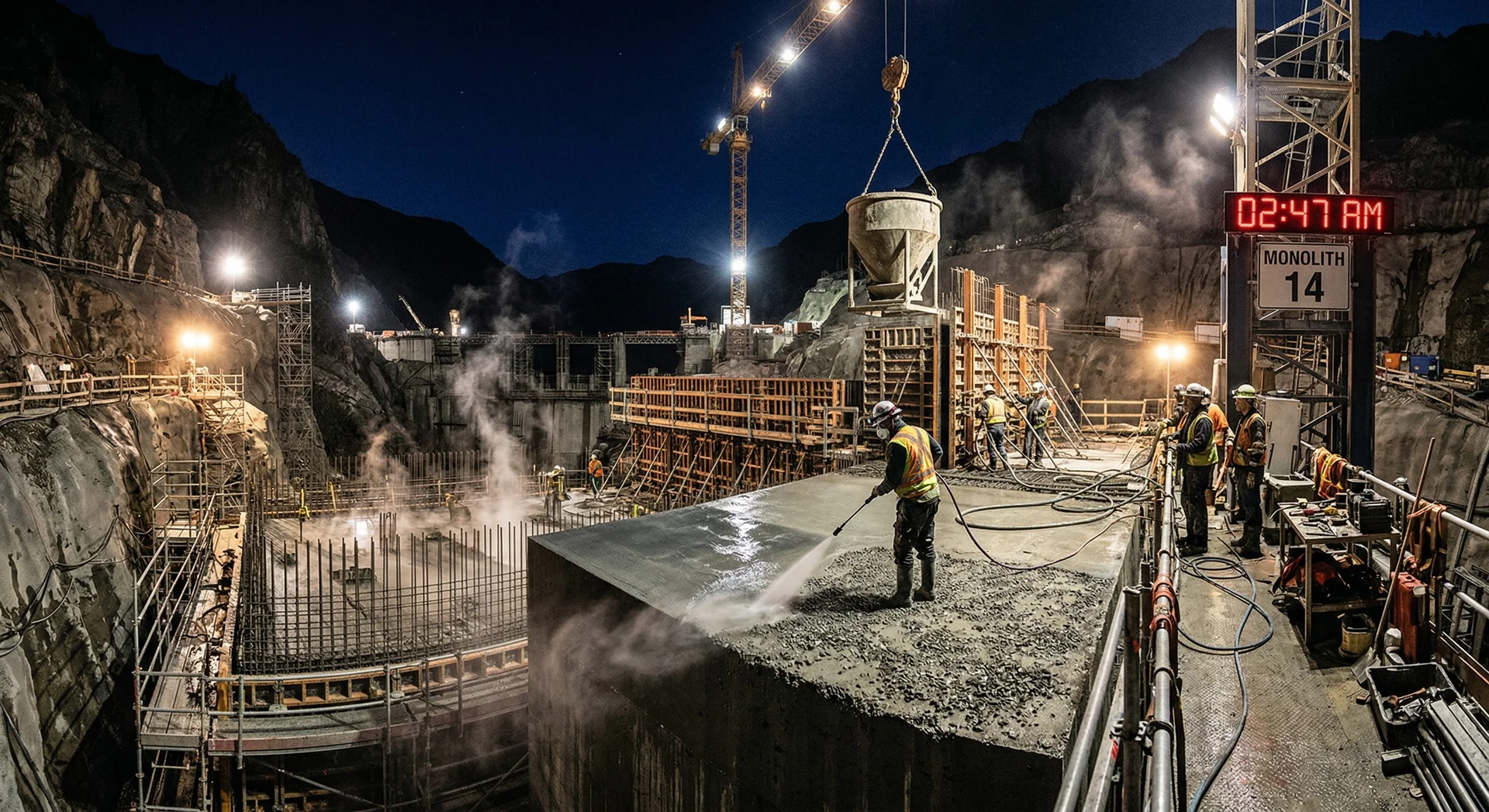 Cold joint prevention strategies in mass concrete dam construction through placement scheduling